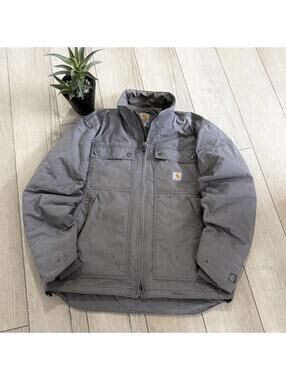Carhartt Quick Duck Jefferson Traditional Jacket Size L Thinsulate Gray Workwear